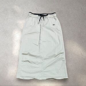 ALO Drawstring Khaki Cargo Utility Maxi Skirt